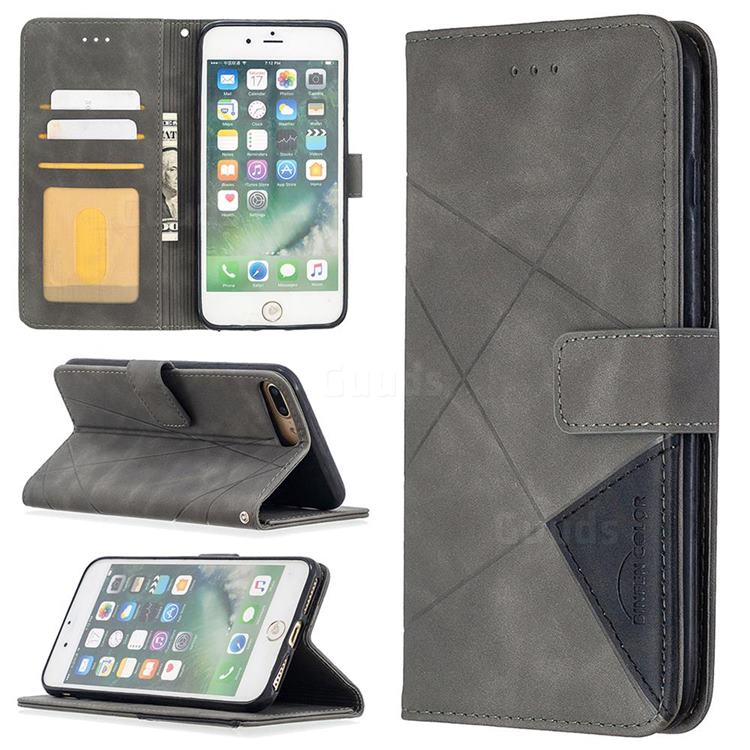 Binfen Color BF05 Prismatic Slim Wallet Flip Cover for iPhone 8 Plus / 7 Plus 7P(5.5 inch) - Gray