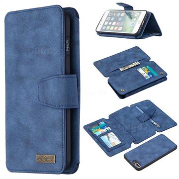Binfen Color BF07 Frosted Zipper Bag Multifunction Leather Phone Wallet for iPhone 8 Plus / 7 Plus 7P(5.5 inch) - Blue