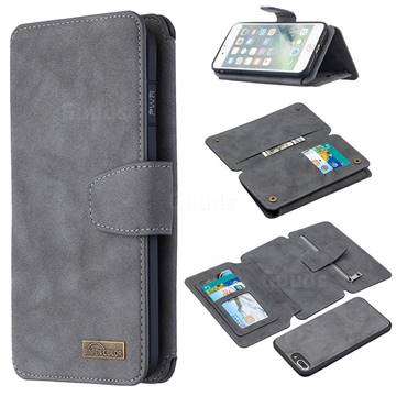Binfen Color BF07 Frosted Zipper Bag Multifunction Leather Phone Wallet for iPhone 8 Plus / 7 Plus 7P(5.5 inch) - Gray