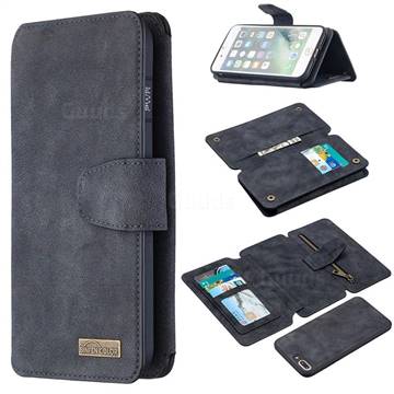 Binfen Color BF07 Frosted Zipper Bag Multifunction Leather Phone Wallet for iPhone 8 Plus / 7 Plus 7P(5.5 inch) - Black