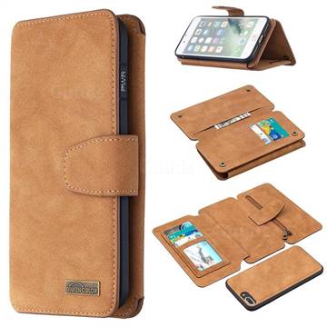 Binfen Color BF07 Frosted Zipper Bag Multifunction Leather Phone Wallet for iPhone 8 Plus / 7 Plus 7P(5.5 inch) - Brown