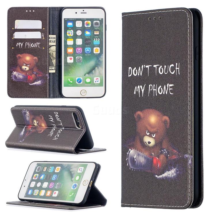 Chainsaw Bear Slim Magnetic Attraction Wallet Flip Cover for iPhone 8 Plus / 7 Plus 7P(5.5 inch)