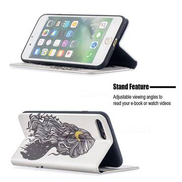 Girl with Long Hair Slim Magnetic Attraction Wallet Flip Cover for