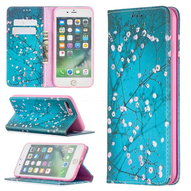 Plum Blossom Slim Magnetic Attraction Wallet Flip Cover for iPhone 8 Plus / 7 Plus 7P(5.5 inch)