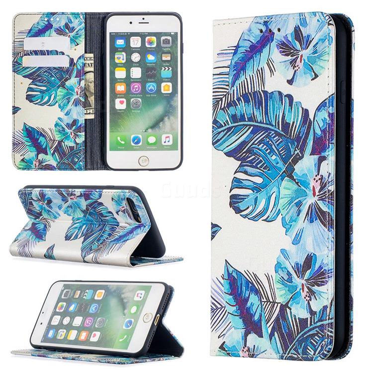 Blue Leaf Slim Magnetic Attraction Wallet Flip Cover for iPhone 8 Plus / 7 Plus 7P(5.5 inch)