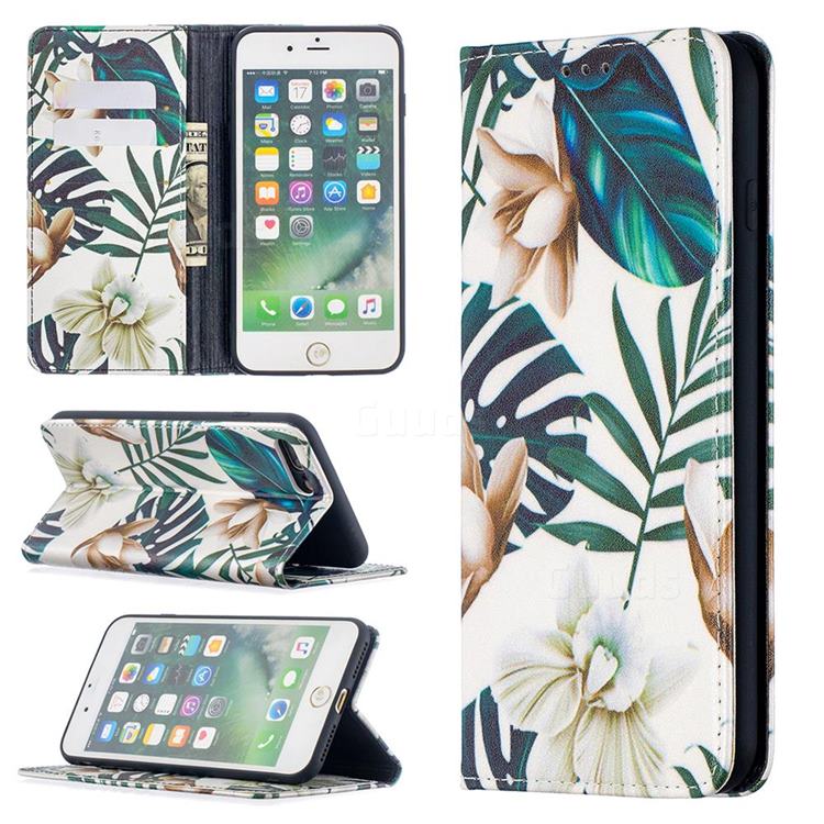 Flower Leaf Slim Magnetic Attraction Wallet Flip Cover for iPhone 8 Plus / 7 Plus 7P(5.5 inch)