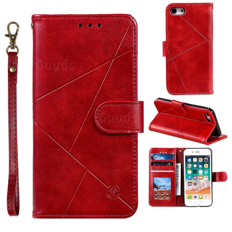 Embossing Geometric Leather Wallet Case for iPhone 8 Plus / 7 Plus 7P(5.5 inch) - Red