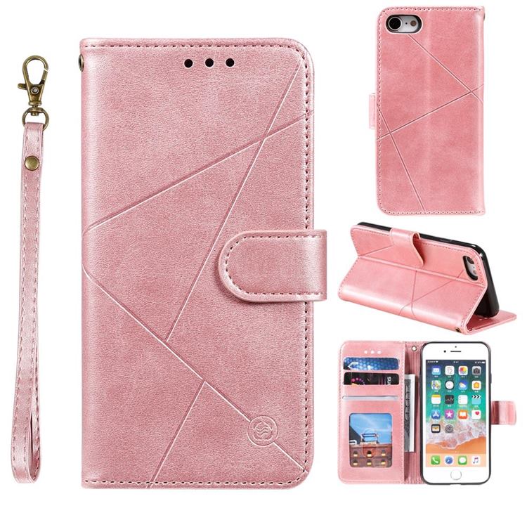 Embossing Geometric Leather Wallet Case for iPhone 8 Plus / 7 Plus 7P(5.5 inch) - Rose Gold