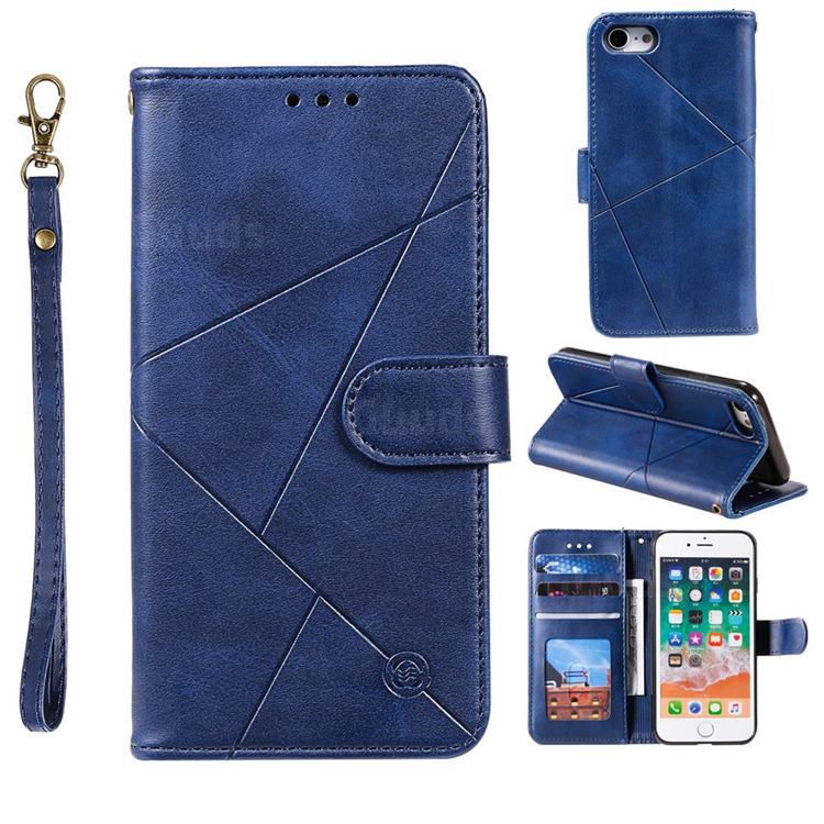 Embossing Geometric Leather Wallet Case for iPhone 8 Plus / 7 Plus 7P(5.5 inch) - Blue