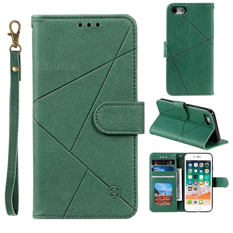 Embossing Geometric Leather Wallet Case for iPhone 8 Plus / 7 Plus 7P(5.5 inch) - Green