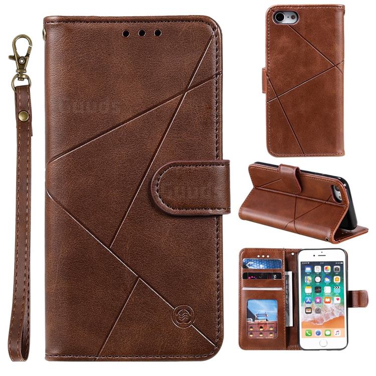 Embossing Geometric Leather Wallet Case for iPhone 8 Plus / 7 Plus 7P(5.5 inch) - Brown