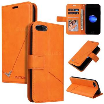 GQ.UTROBE Right Angle Silver Pendant Leather Wallet Phone Case for iPhone 8 Plus / 7 Plus 7P(5.5 inch) - Orange
