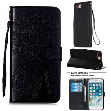 Embossing Dream Catcher Mandala Flower Leather Wallet Case for iPhone 8 Plus / 7 Plus 7P(5.5 inch) - Black