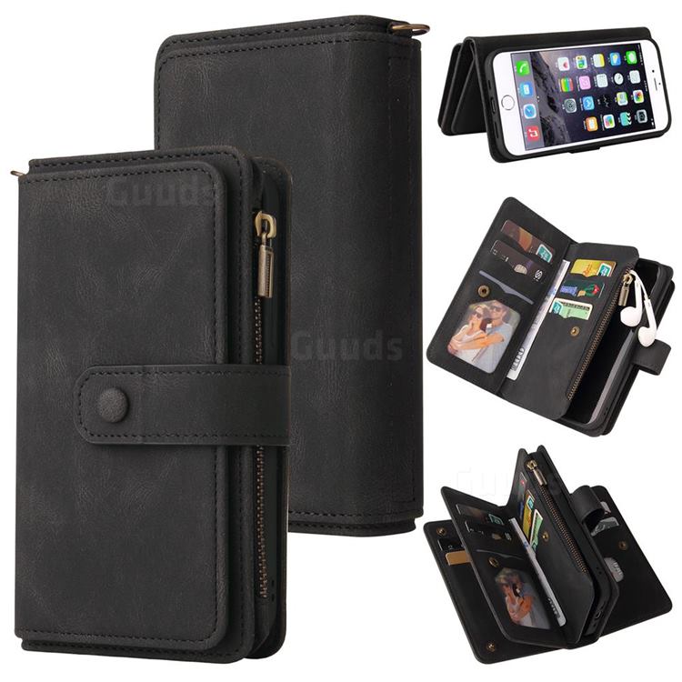 Luxury Multi-functional Zipper Wallet Leather Phone Case Cover for iPhone 8 Plus / 7 Plus 7P(5.5 inch) - Black