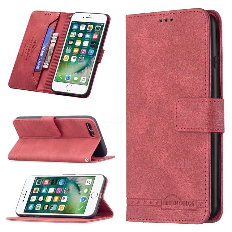Binfen Color RFID Blocking Leather Wallet Case for iPhone 8 Plus / 7 Plus 7P(5.5 inch) - Red
