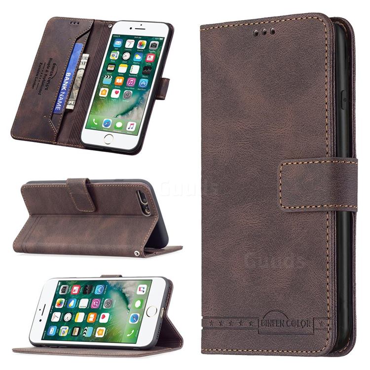 Binfen Color RFID Blocking Leather Wallet Case for iPhone 8 Plus / 7 Plus 7P(5.5 inch) - Brown