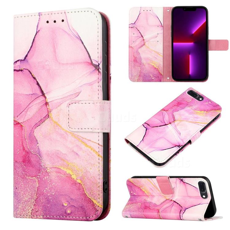 Pink Purple Marble Leather Wallet Protective Case for iPhone 8 Plus / 7 Plus 7P(5.5 inch)