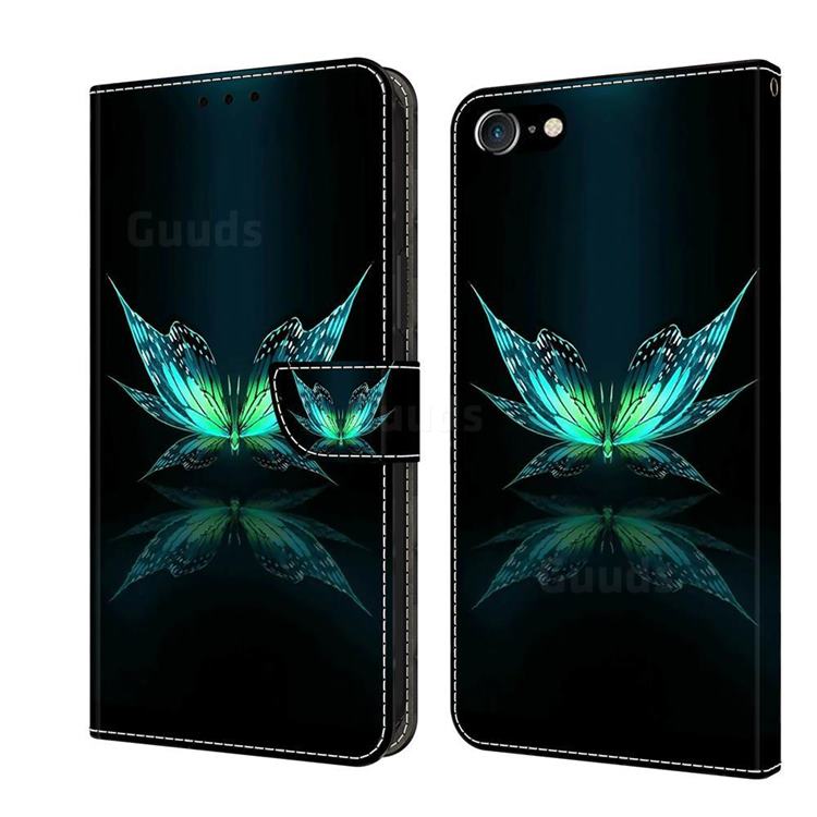 Reflection Butterfly Crystal PU Leather Protective Wallet Case Cover for iPhone 8 Plus / 7 Plus 7P(5.5 inch)