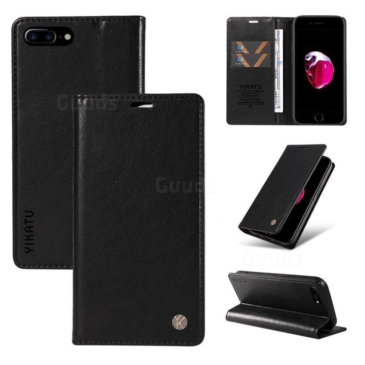 YIKATU Litchi Card Magnetic Automatic Suction Leather Flip Cover for iPhone 8 Plus / 7 Plus 7P(5.5 inch) - Black