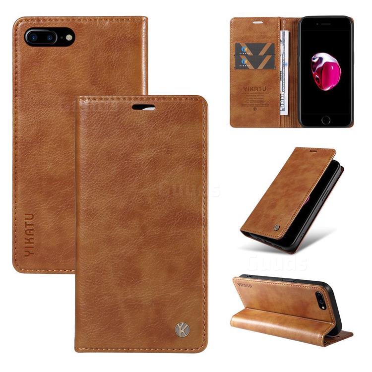 YIKATU Litchi Card Magnetic Automatic Suction Leather Flip Cover for iPhone 8 Plus / 7 Plus 7P(5.5 inch) - Brown