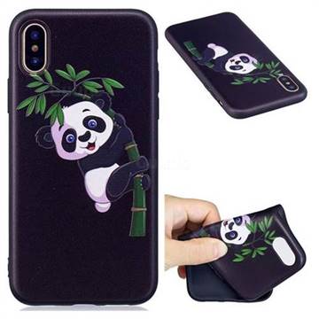 Bamboo Panda 3D Embossed Relief Black Soft Back Cover for iPhone XS / X / 10 (5.8 inch)