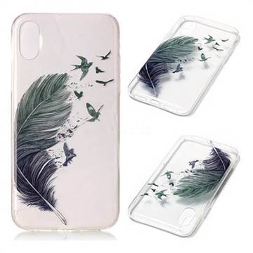 Bird Feathers Super Clear Soft TPU Back Cover for iPhone XS / X / 10 (5.8 inch)