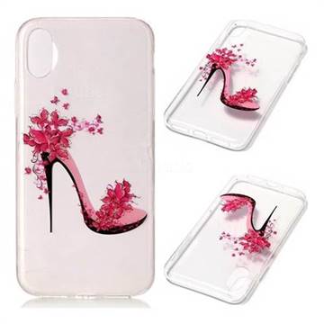 Flower High Heels Super Clear Soft TPU Back Cover for iPhone XS / X / 10 (5.8 inch)