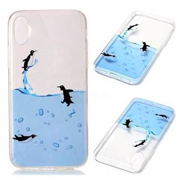 Penguin Out Sea Super Clear Soft TPU Back Cover for iPhone XS / X / 10 (5.8 inch)