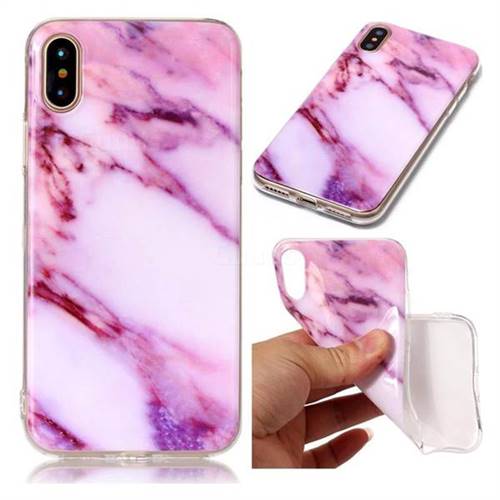 Purple Soft TPU Marble Pattern Case for iPhone XS / X / 10 (5.8 inch)