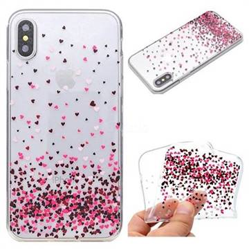 Heart Shaped Flowers Super Clear Soft TPU Back Cover for iPhone XS / X / 10 (5.8 inch)