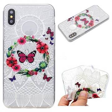 Butterfly Wreaths Super Clear Soft TPU Back Cover for iPhone XS / X / 10 (5.8 inch)