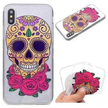 Skeleton Flower Super Clear Soft TPU Back Cover for iPhone XS / X / 10 (5.8 inch)