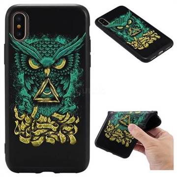 Owl Devil 3D Embossed Relief Black TPU Back Cover for iPhone XS / X / 10 (5.8 inch)