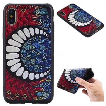 Moon Teeth 3D Embossed Relief Black TPU Back Cover for iPhone XS / X / 10 (5.8 inch)