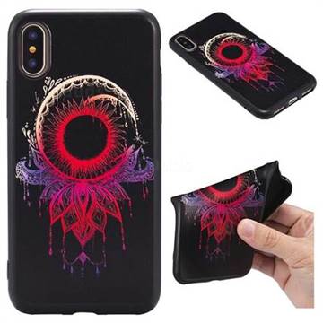 Sun Chimes 3D Embossed Relief Black TPU Back Cover for iPhone XS / X / 10 (5.8 inch)