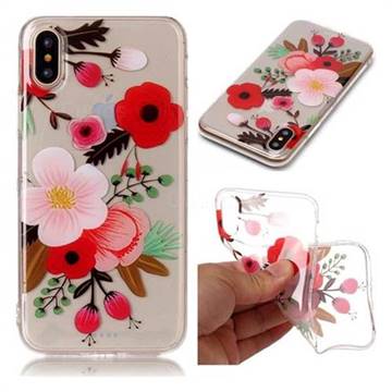 Painting Flowers Super Clear Soft TPU Back Cover for iPhone XS / X / 10 (5.8 inch)