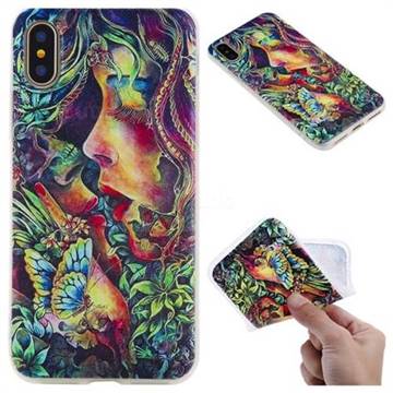 Butterfly Kiss 3D Relief Matte Soft TPU Back Cover for iPhone XS / X / 10 (5.8 inch)