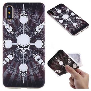 Compass Skulls 3D Relief Matte Soft TPU Back Cover for iPhone XS / X / 10 (5.8 inch)