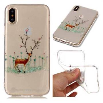 Branches Elk Super Clear Soft TPU Back Cover for iPhone XS / X / 10 (5.8 inch)