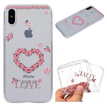 Heart Garland Super Clear Soft TPU Back Cover for iPhone XS / X / 10 (5.8 inch)