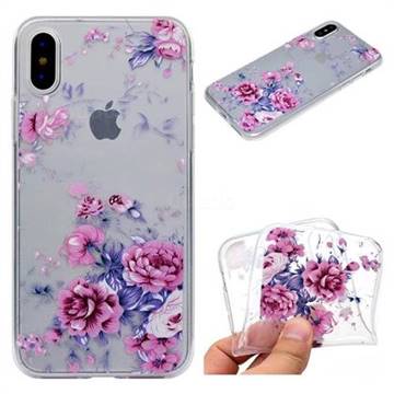 Peony Super Clear Soft TPU Back Cover for iPhone XS / X / 10 (5.8 inch)