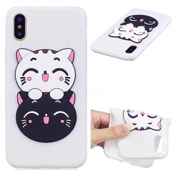 Couple Cats Soft 3D Silicone Case for iPhone XS / X / 10 (5.8 inch)