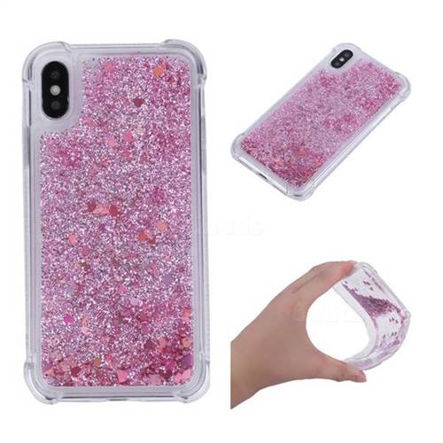 Dynamic Liquid Glitter Sand Quicksand Star TPU Case for iPhone XS / X / 10 (5.8 inch) - Diamond Rose