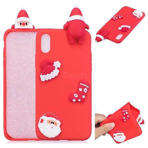 Red Santa Claus Christmas Xmax Soft 3D Silicone Case for iPhone XS / X / 10 (5.8 inch)
