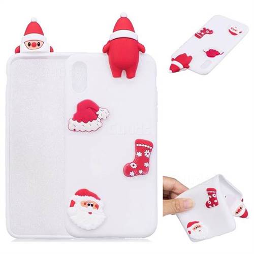 White Santa Claus Christmas Xmax Soft 3D Silicone Case for iPhone XS / X / 10 (5.8 inch)