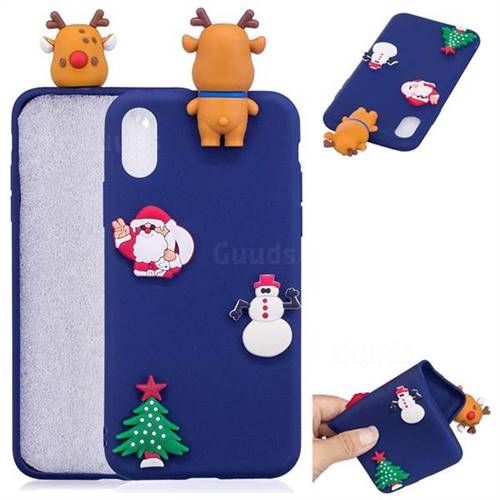 Navy Elk Christmas Xmax Soft 3D Silicone Case for iPhone XS / X / 10 (5.8 inch)