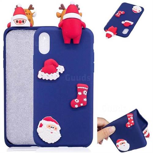 Navy Santa Claus Christmas Xmax Soft 3D Silicone Case for iPhone XS / X / 10 (5.8 inch)