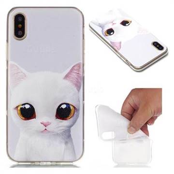 White Cat Soft TPU Back Cover for iPhone XS / X / 10 (5.8 inch)