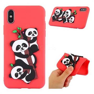 Panda Bamboo Soft 3D Silicone Case for iPhone XS / X / 10 (5.8 inch) - Red
