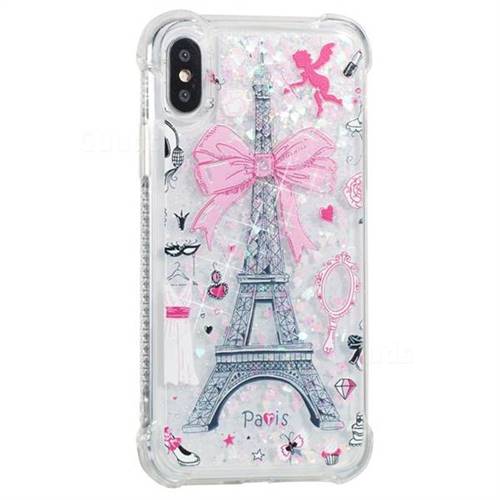 Mirror and Tower Dynamic Liquid Glitter Sand Quicksand Star TPU Case for iPhone XS / X / 10 (5.8 inch)